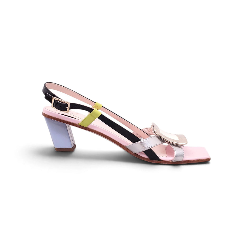 ROGER VIVIER MULTICOLOURED KITTEN BLOCK HEEL- SIZE 37.5