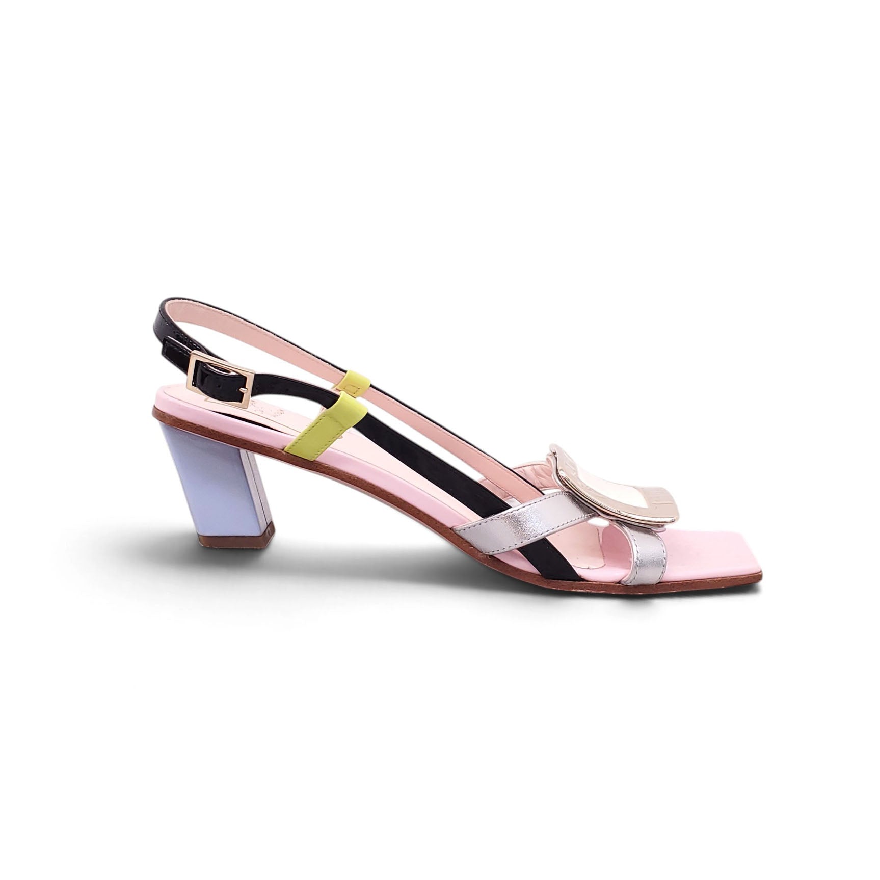ROGER VIVIER MULTICOLOURED KITTEN BLOCK HEEL- SIZE 37.5