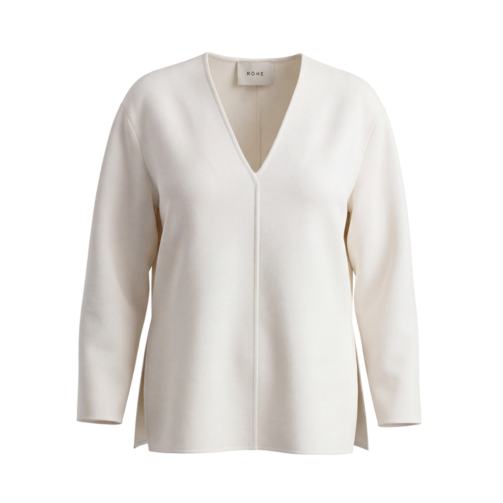 RÓHE SCULPTURAL LONG SLEEVE CREAM TOP - SIZE 38
