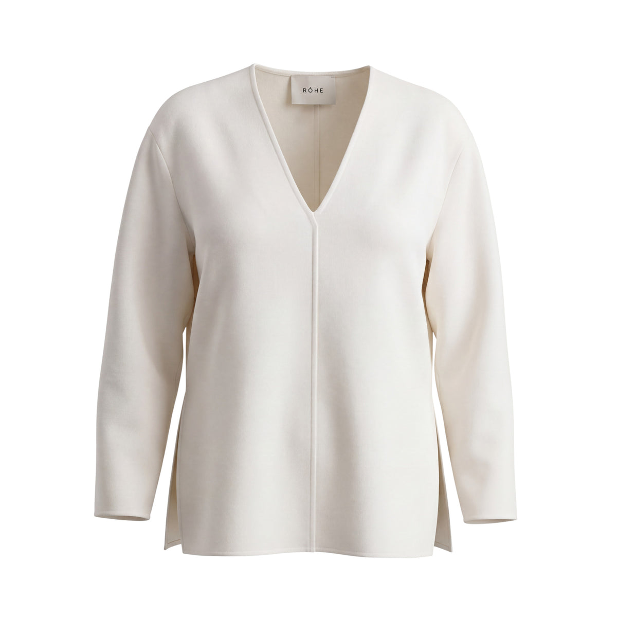 RÓHE SCULPTURAL LONG SLEEVE CREAM TOP - SIZE 38