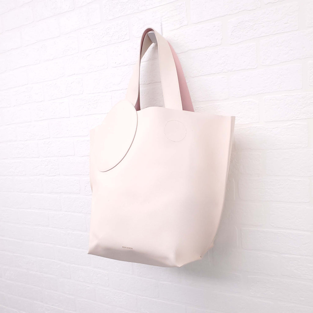 ROKSANDA CREAM AND PINK LEATHER 'EIDER' TOTE