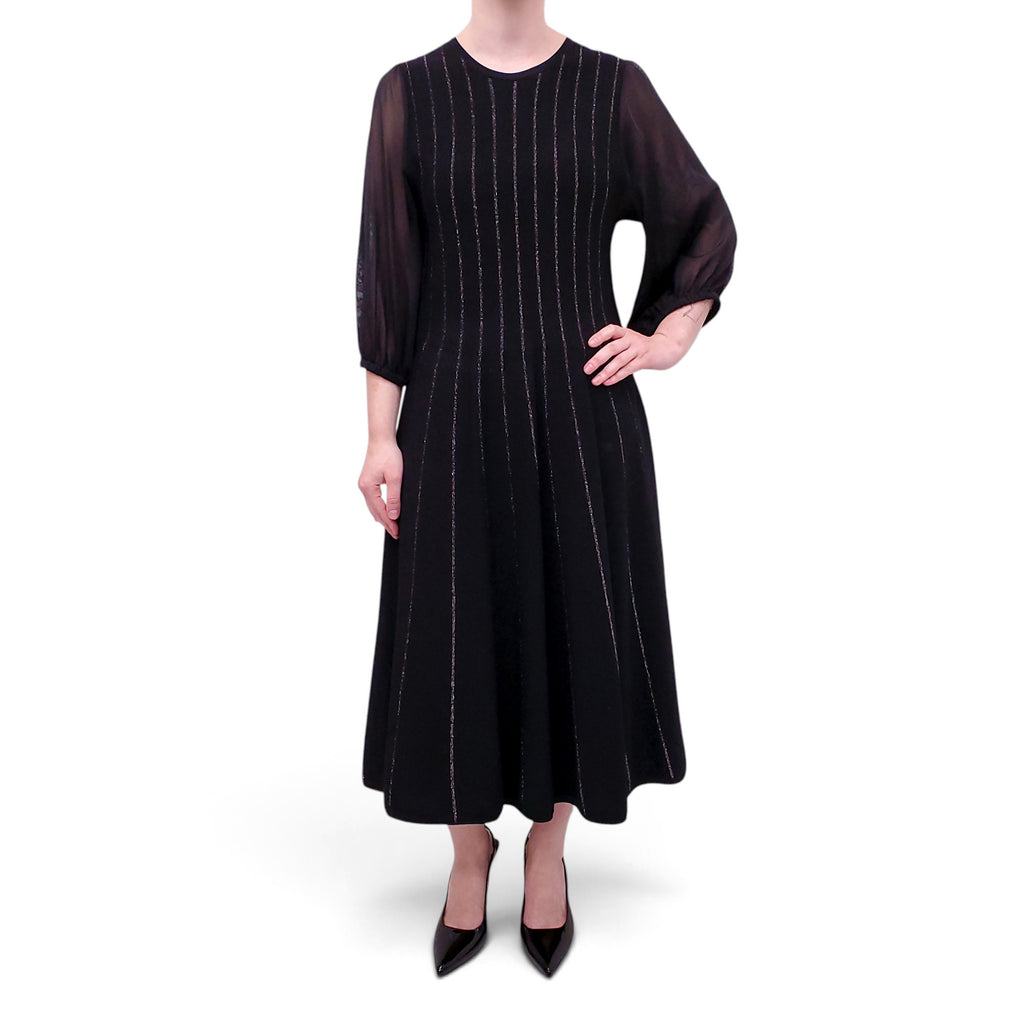 ROKSANDA METALLIC STRIPED KNIT DRESS - SIZE M