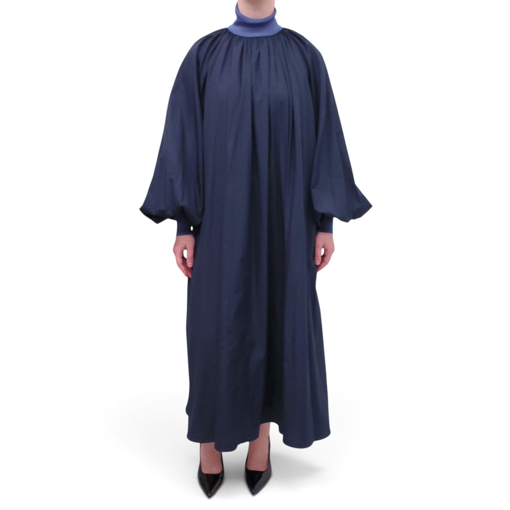 ROKSANDA NAVY BUBBLE DRESS WITH BLUE COLLAR - SIZE US 10/UK 14