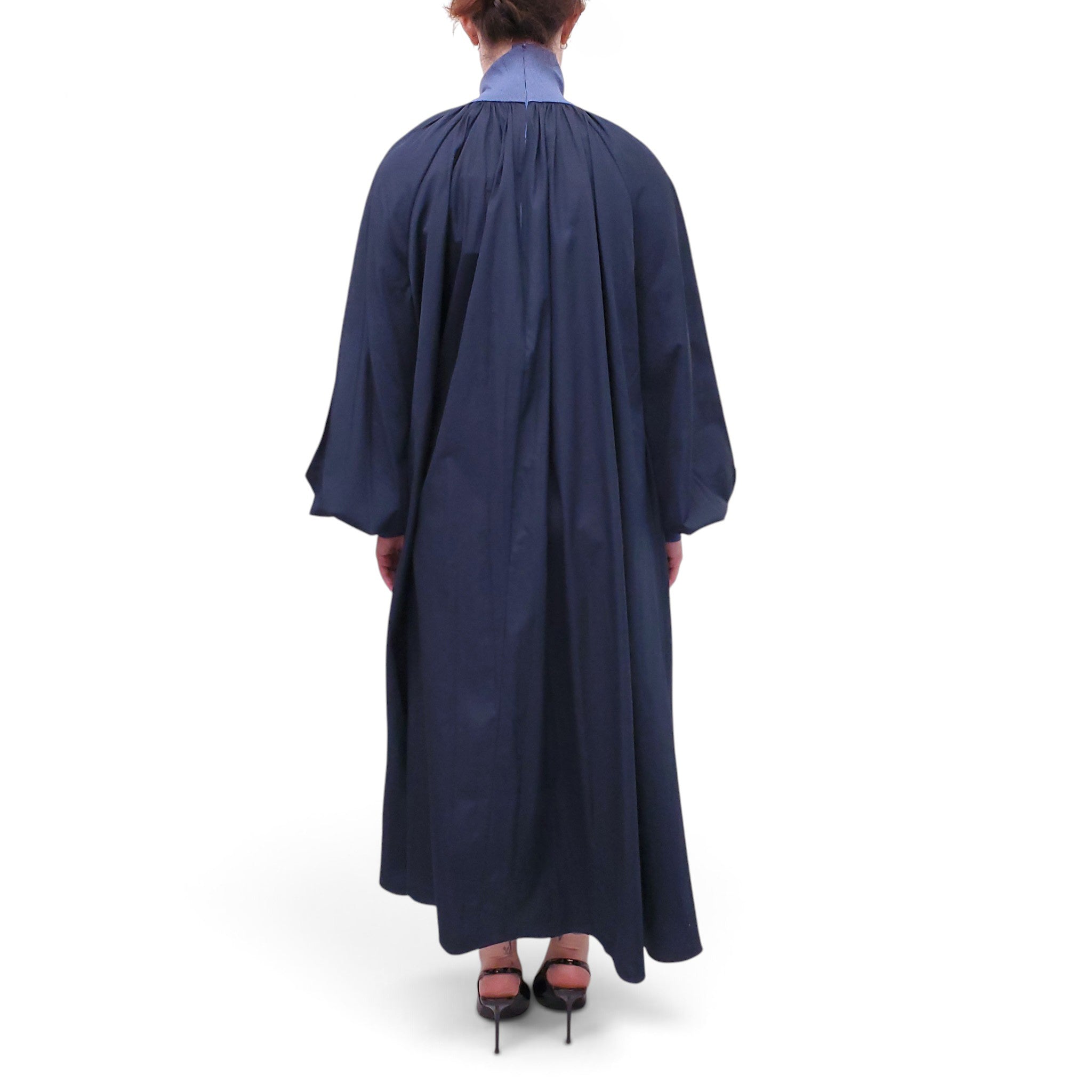 ROKSANDA NAVY BUBBLE DRESS WITH BLUE COLLAR - SIZE US 10/UK 14
