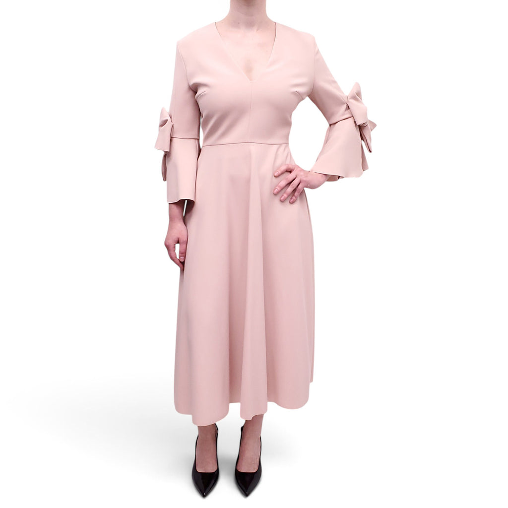 ROKSANDA PINK A-LINE DRESS WITH BOW DETAILS ON SLEEVE - SIZE US 6/ UK 10