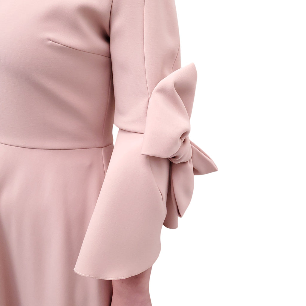 ROKSANDA PINK A-LINE DRESS WITH BOW DETAILS ON SLEEVE - SIZE US 6/ UK 10