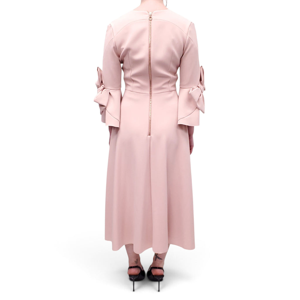 ROKSANDA PINK A-LINE DRESS WITH BOW DETAILS ON SLEEVE - SIZE US 6/ UK 10