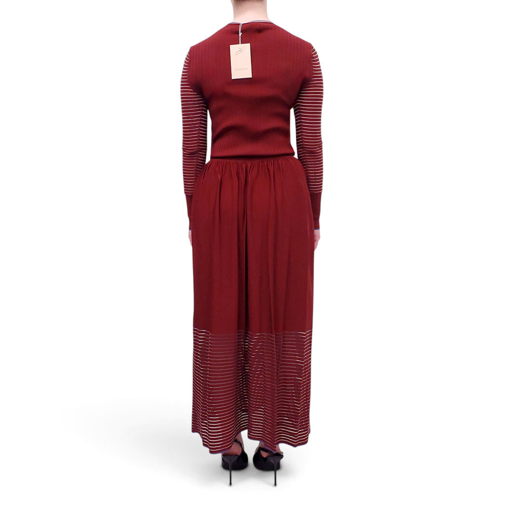 ROKSANDA RED KNIT PLEATED DRESS WITH BLUE DETAILS - SIZE M