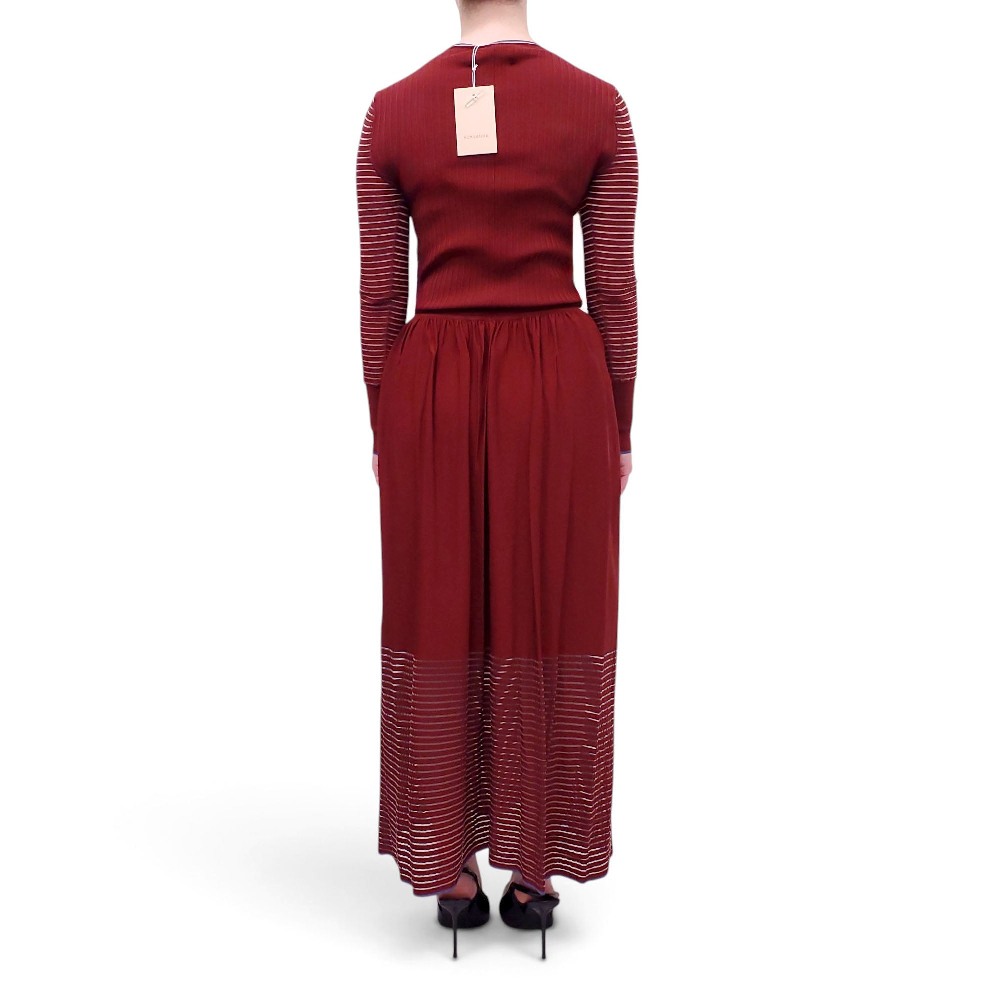 ROKSANDA RED KNIT PLEATED DRESS WITH BLUE DETAILS - SIZE M