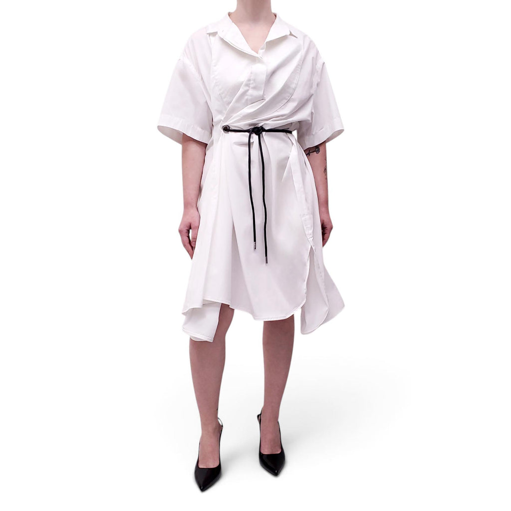 SACAI WHITE SHIRT DRESS WITH STRING DETAIL - SIZE 2/M