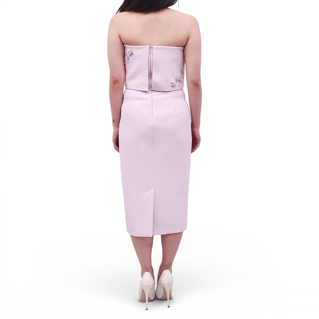 SAFIYAA LILAC MINI DRESS WITH BEADED FLORAL DETAIL - SIZE 6