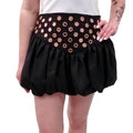 SAINT LAURENT BLACK BUBBLE SKIRT WITH MIRROR GROMMETS - SIZE 38