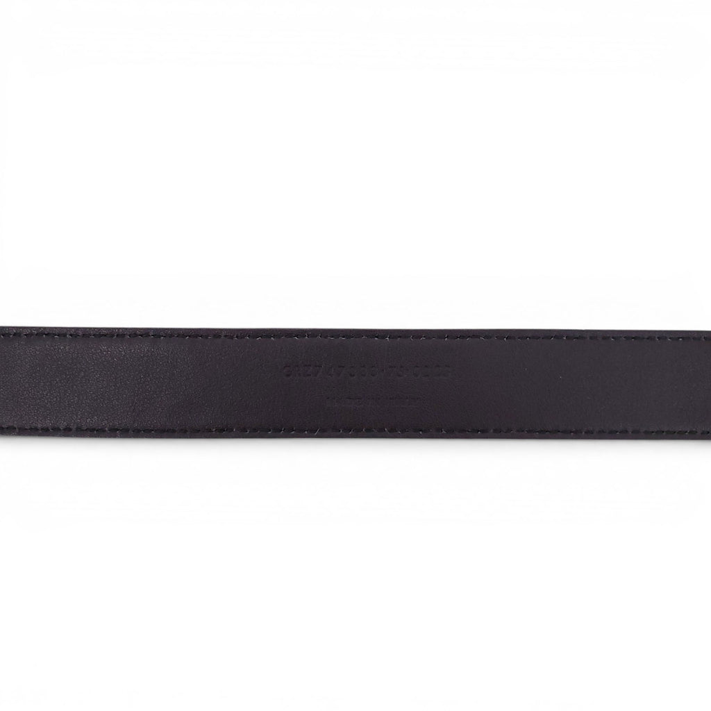 SAINT LAURENT BLACK CROC EMBOSSED BELT - SIZE 75