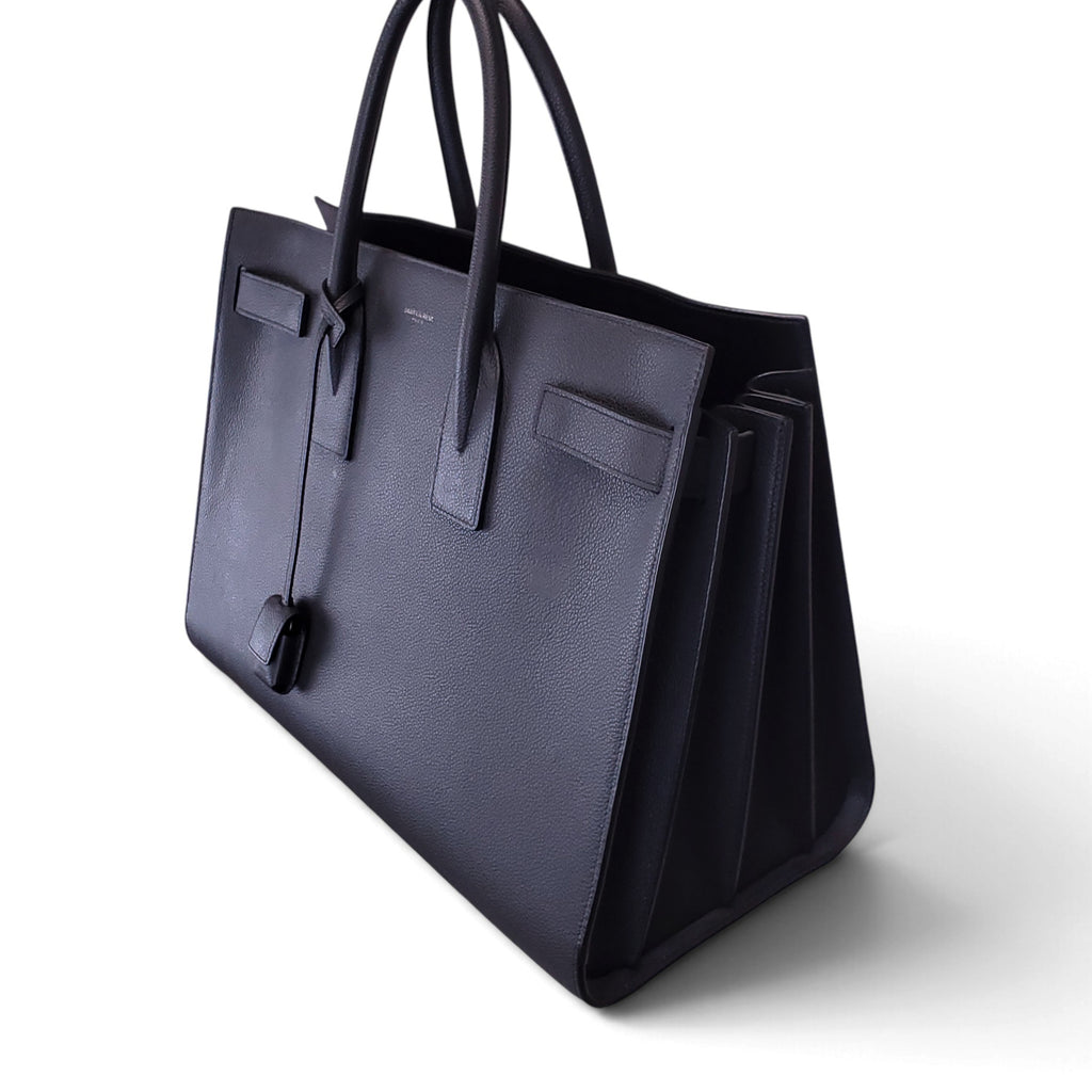 SAINT LAURENT BLACK LARGE SAC DE JOUR TOTE