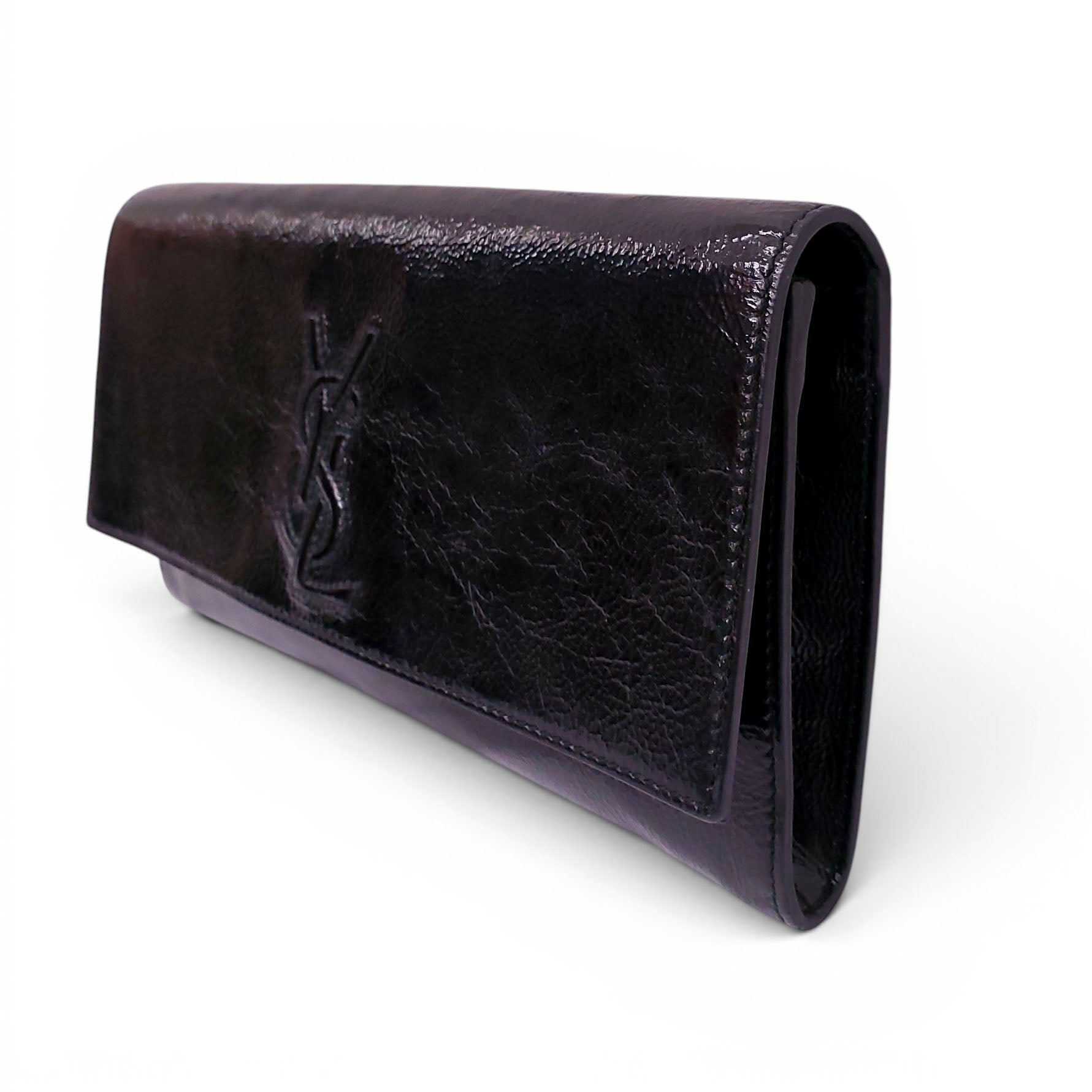 SAINT LAURENT BLACK LEATHER CLUTCH