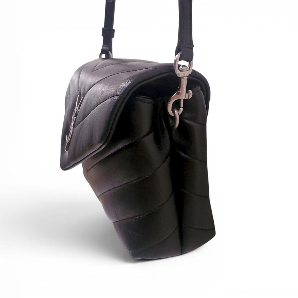 SAINT LAURENT BLACK LEATHER PUFFER TOY BAG