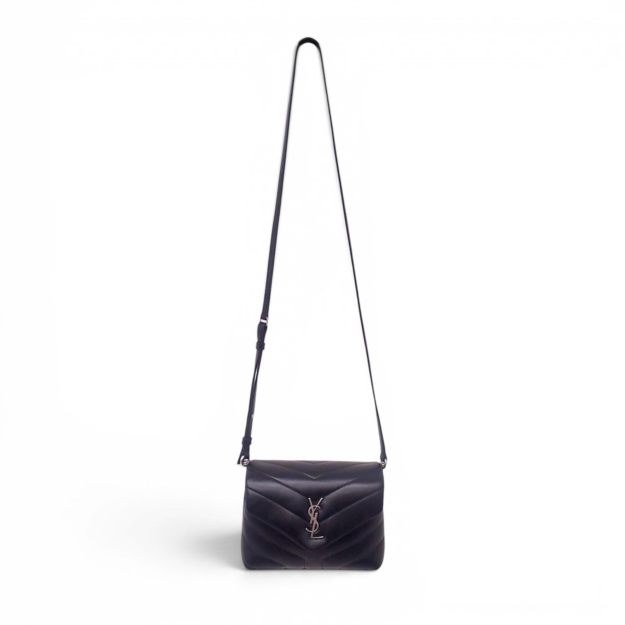 SAINT LAURENT BLACK LEATHER PUFFER TOY BAG