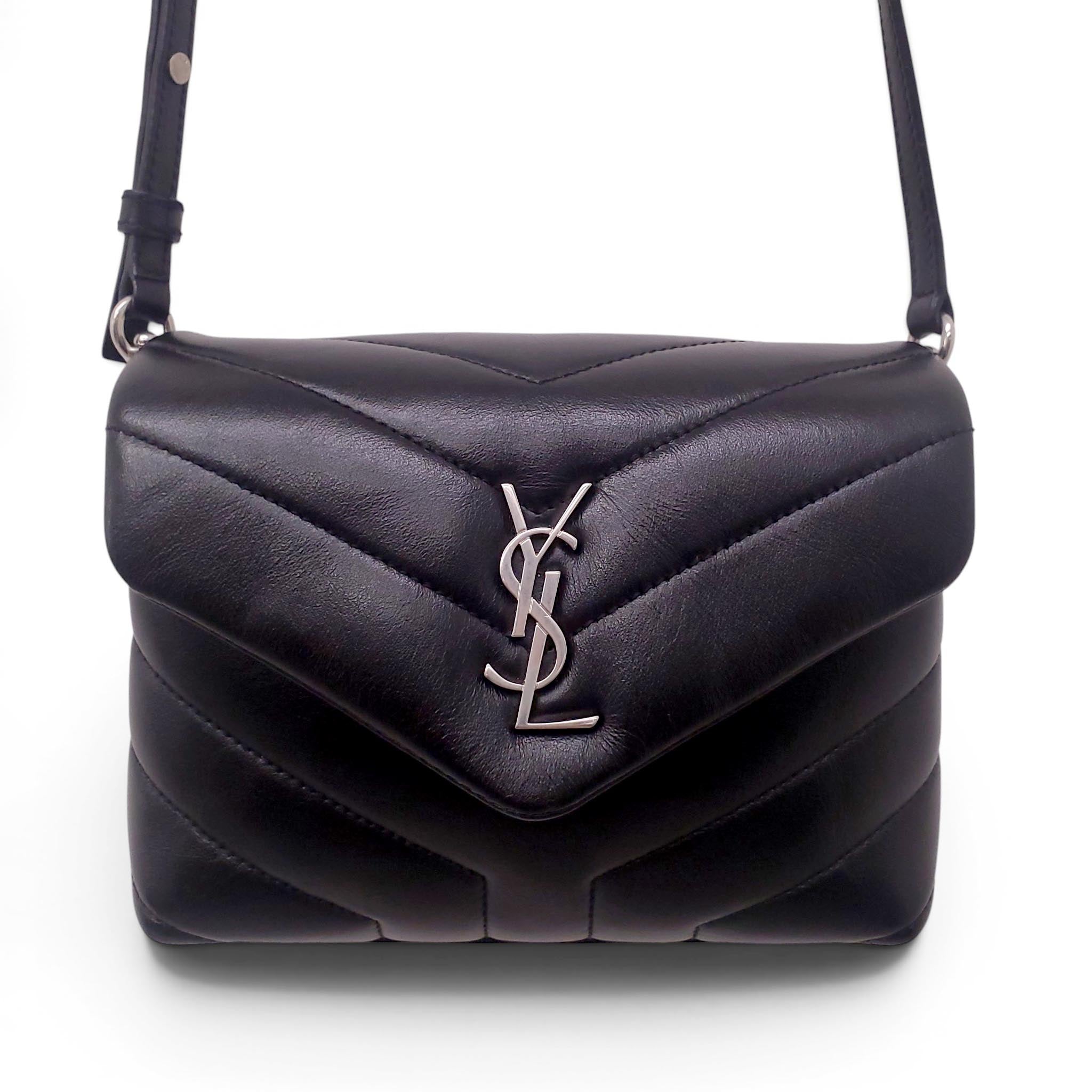 SAINT LAURENT BLACK LEATHER PUFFER TOY BAG