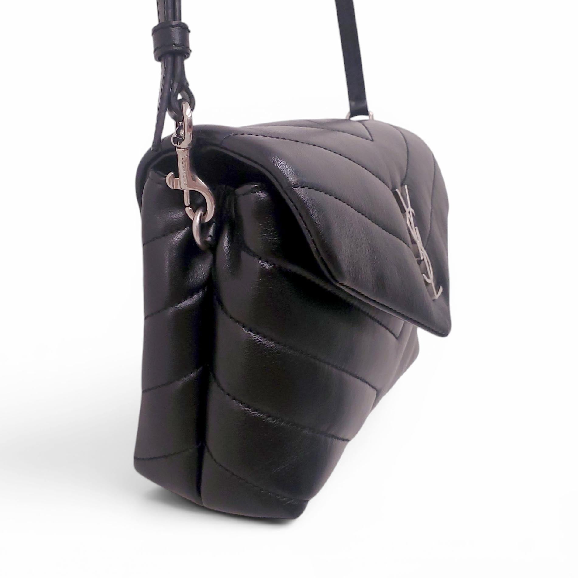 SAINT LAURENT BLACK LEATHER PUFFER TOY BAG