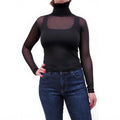 SAINT LAURENT BLACK MESH TURTLENECK TOP - SIZE XS