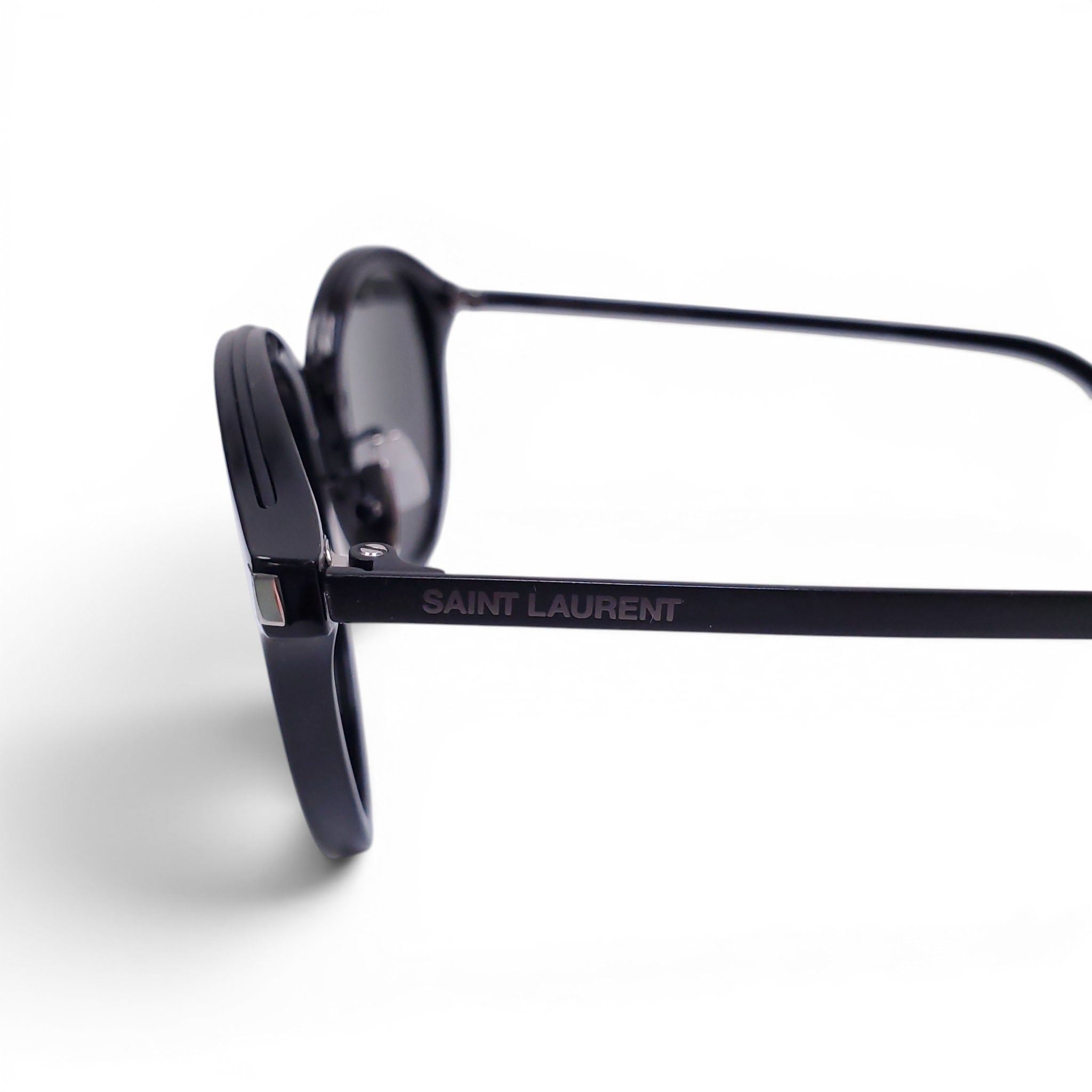 SAINT LAURENT BLACK ROUND METAL SUNGLASSES