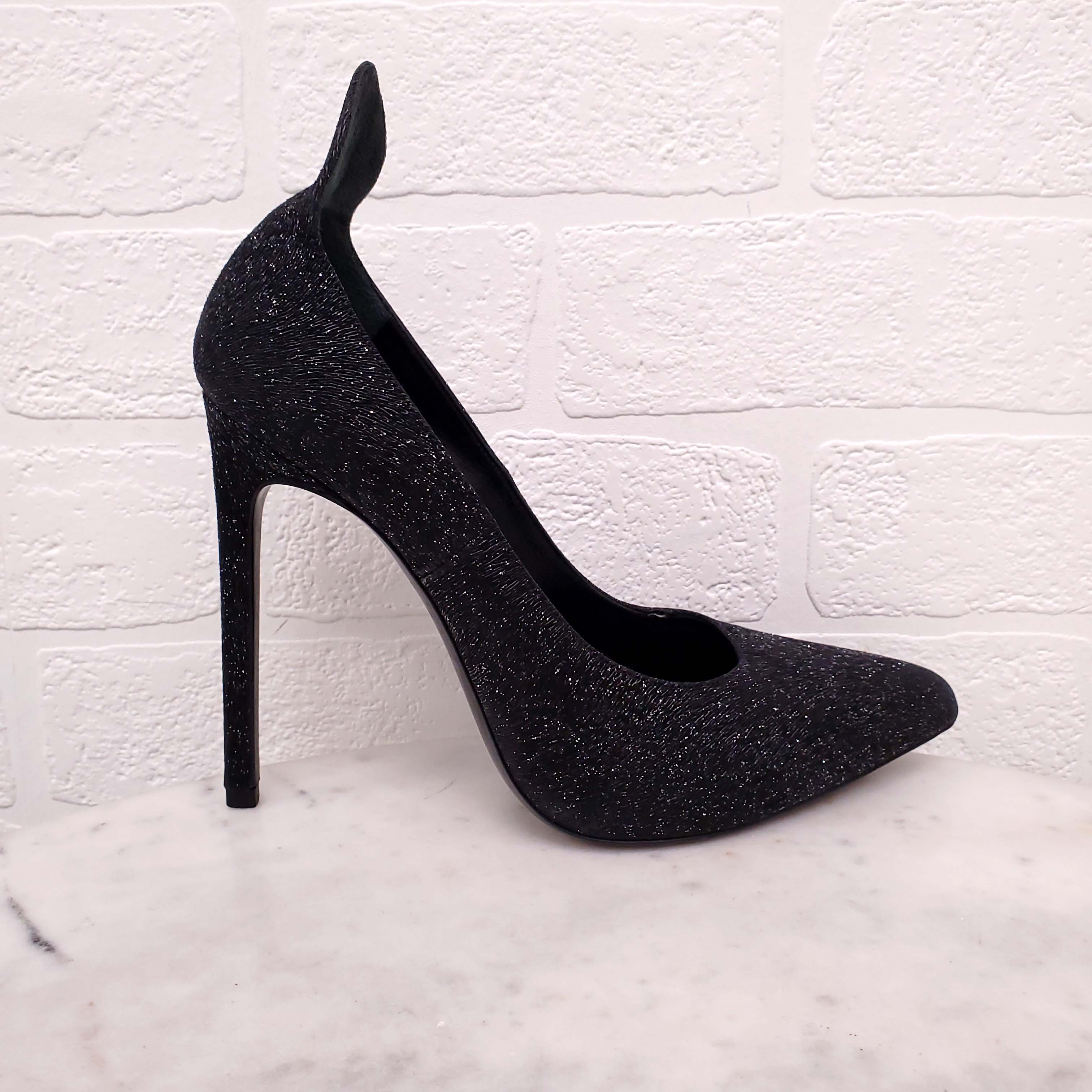 SAINT LAURENT BLACK SPARKLE HEELS - SIZE 36.5