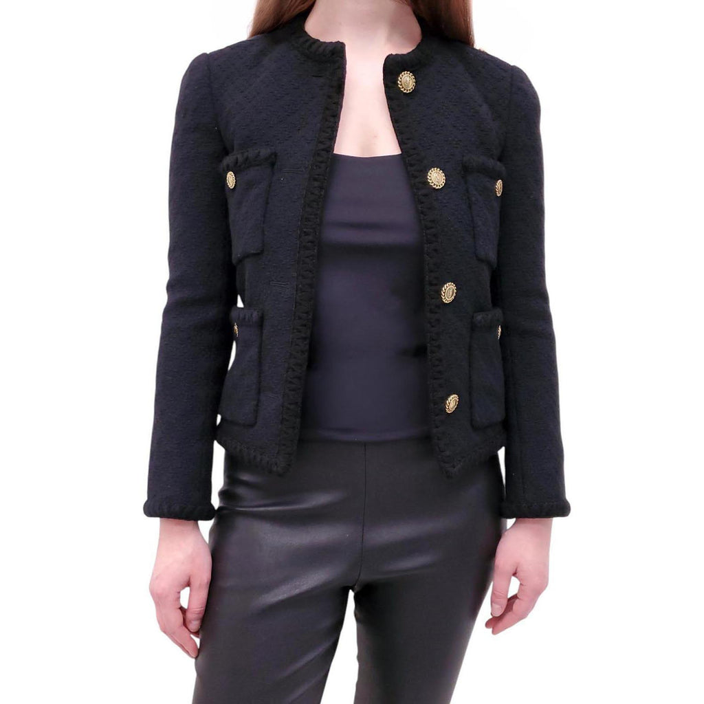 SAINT LAURENT BLACK TWEED JACKET - SIZE 36