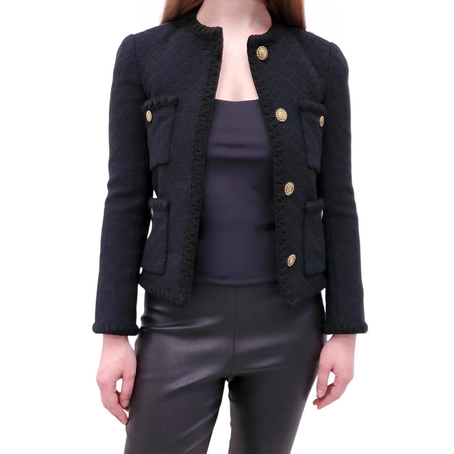 SAINT LAURENT BLACK TWEED JACKET - SIZE 36