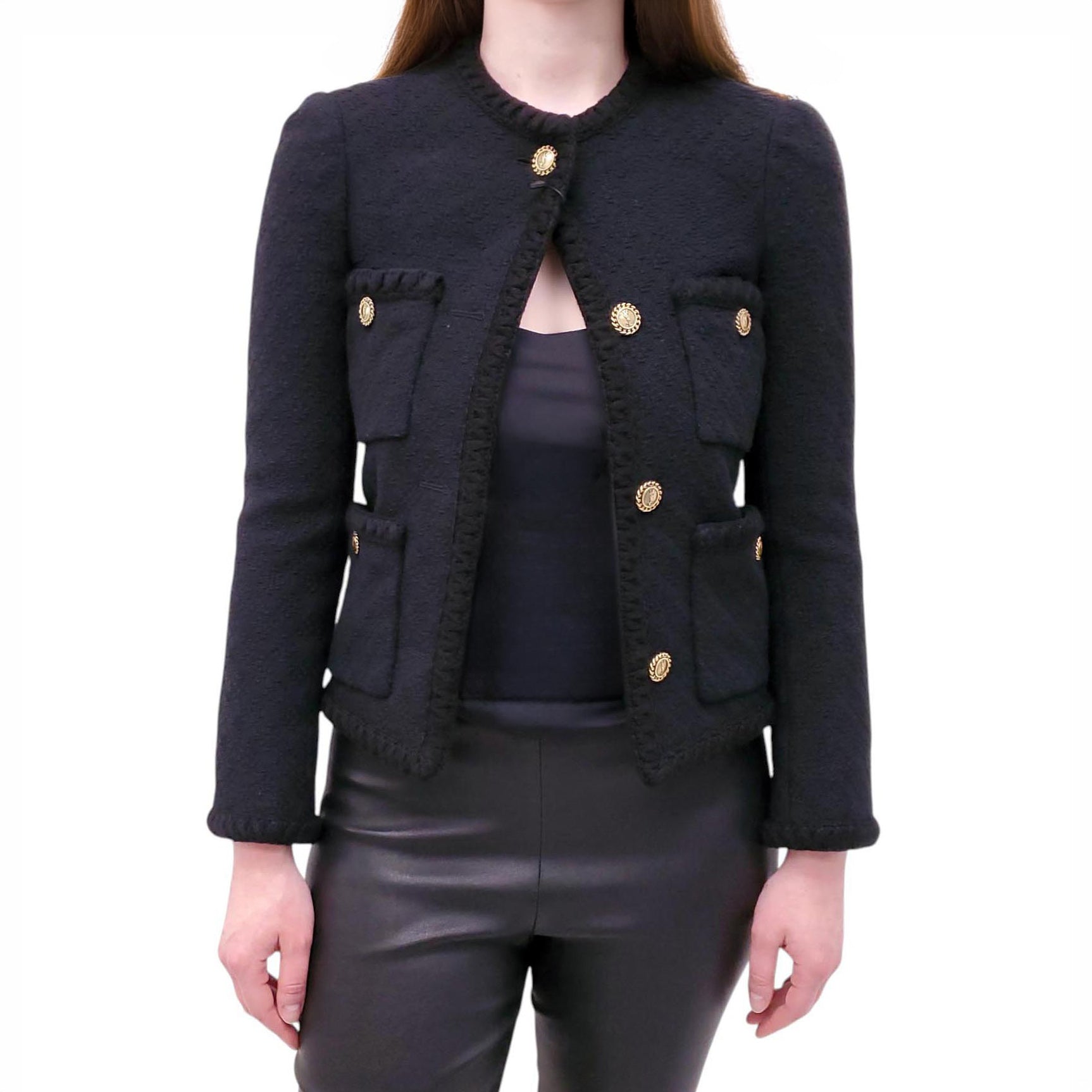 SAINT LAURENT BLACK TWEED JACKET - SIZE 36