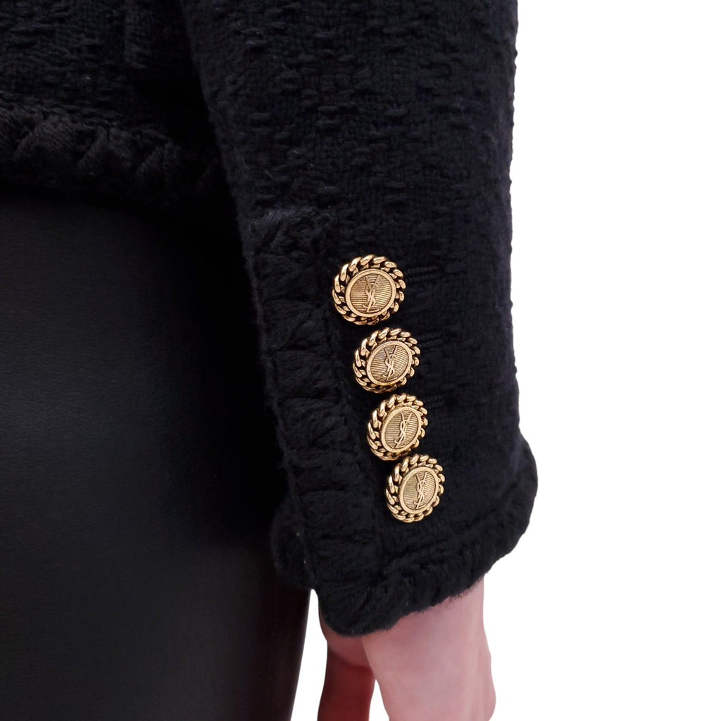 SAINT LAURENT BLACK TWEED JACKET - SIZE 36