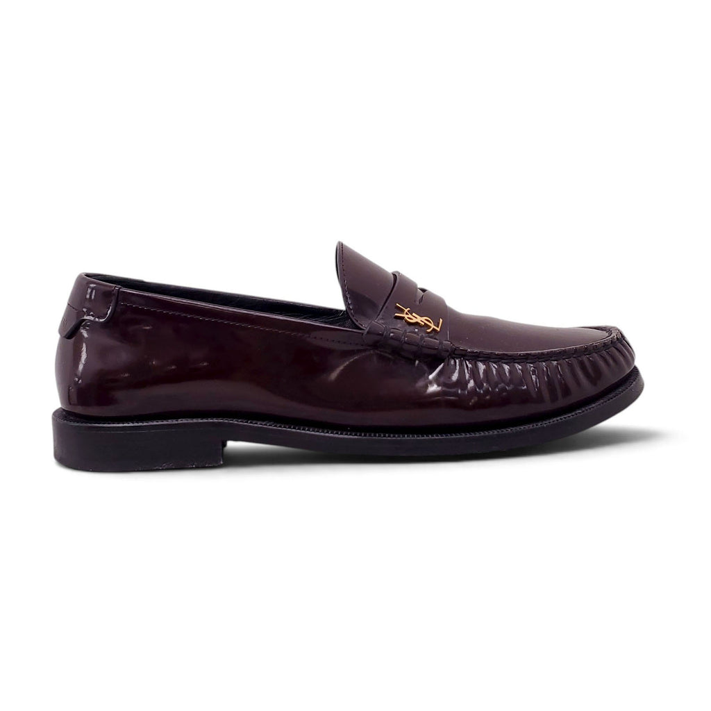 SAINT LAURENT BURGUNDY LOAFERS WITH LOGO - SIZE 38