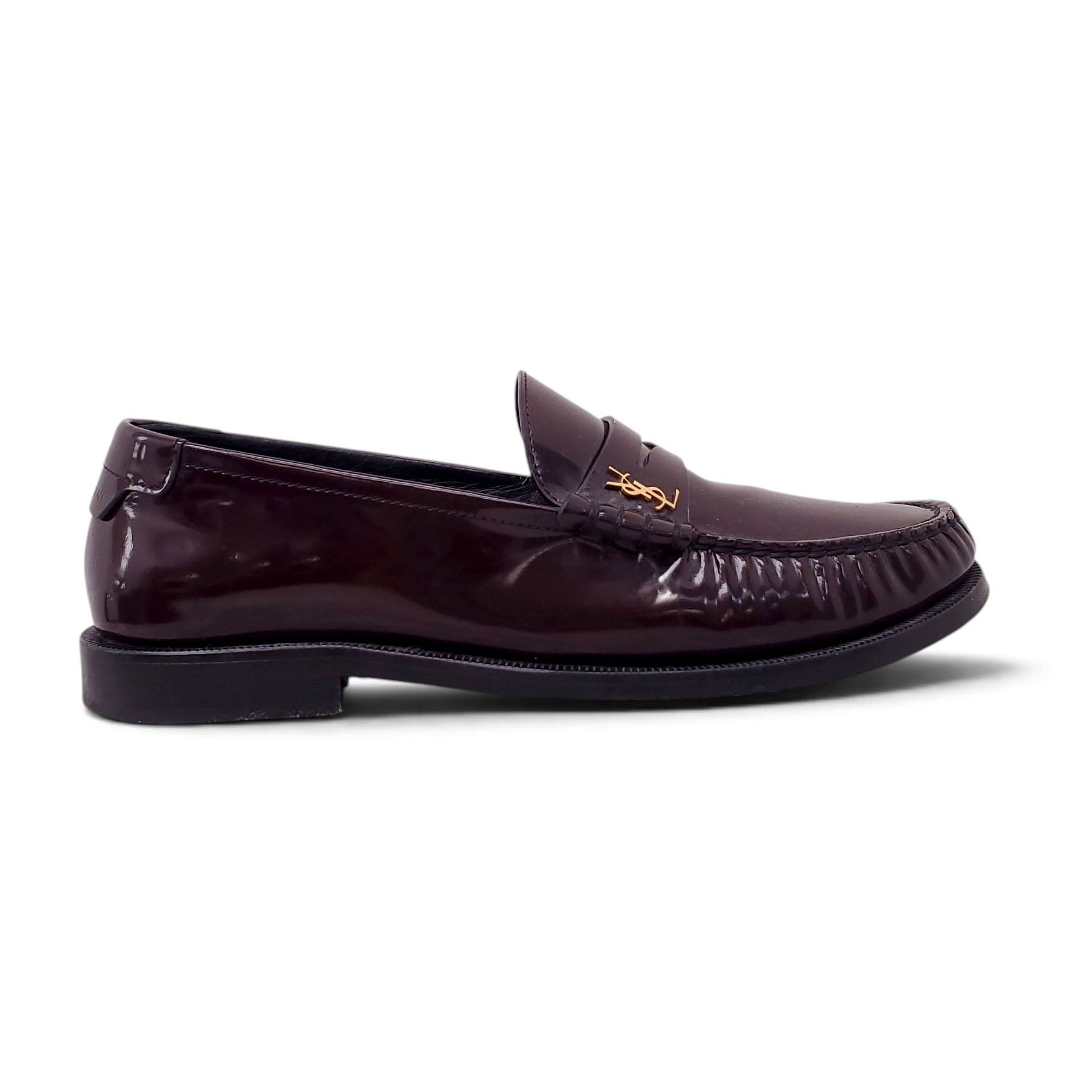 SAINT LAURENT BURGUNDY LOAFERS WITH LOGO - SIZE 38