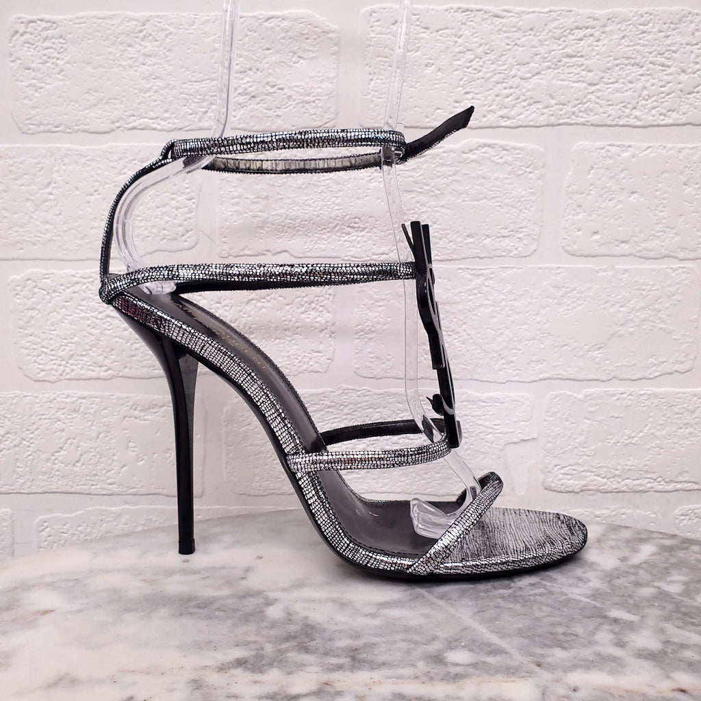 SAINT LAURENT CASSANDRA YSL LOGO SANDAL - SIZE 40