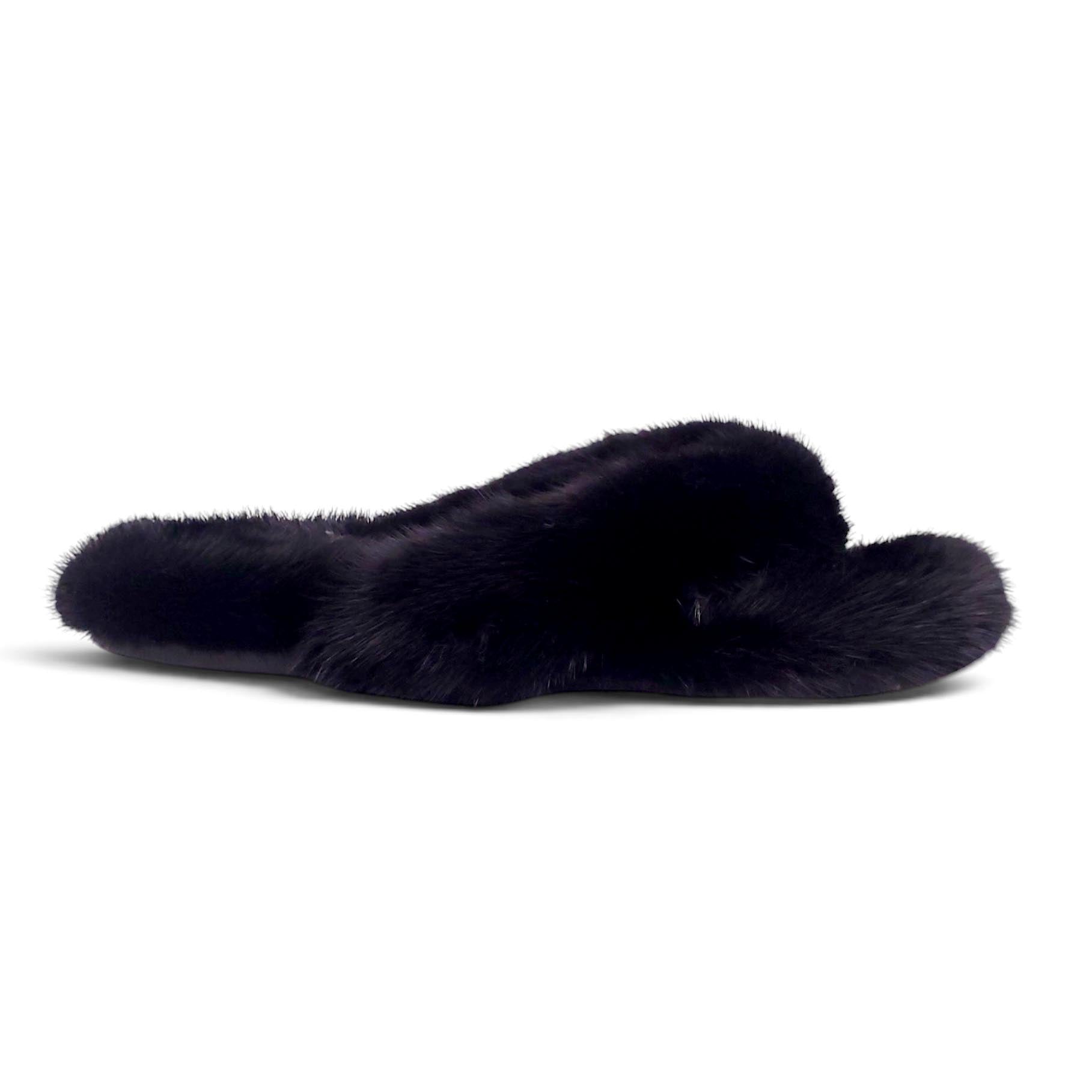 SAINT LAURENT FUR SANDALS - SIZE 39