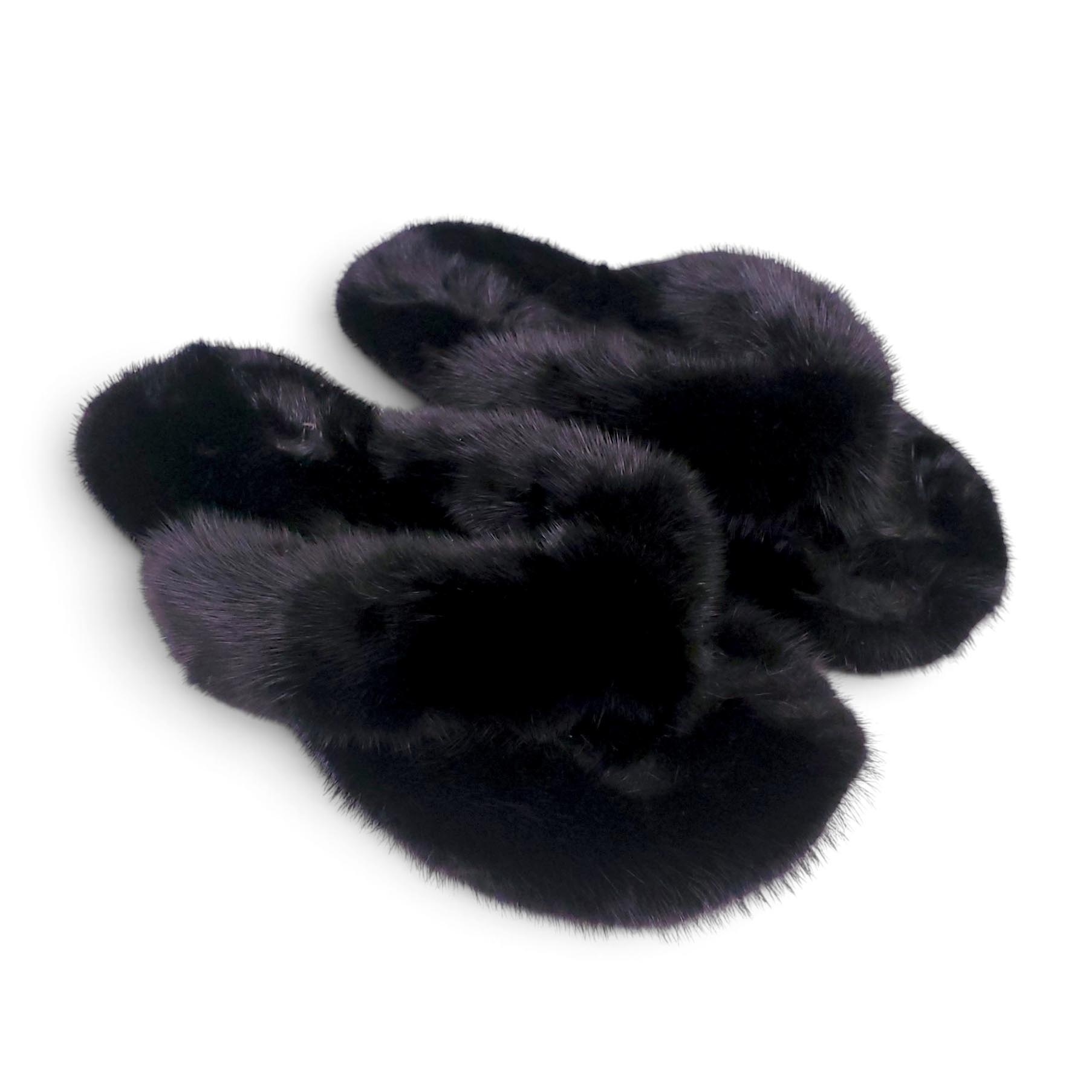 SAINT LAURENT FUR SANDALS - SIZE 39