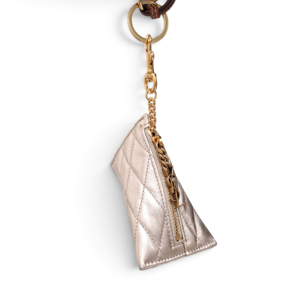 SAINT LAURENT GOLD KEY CHAIN WITH LOGO