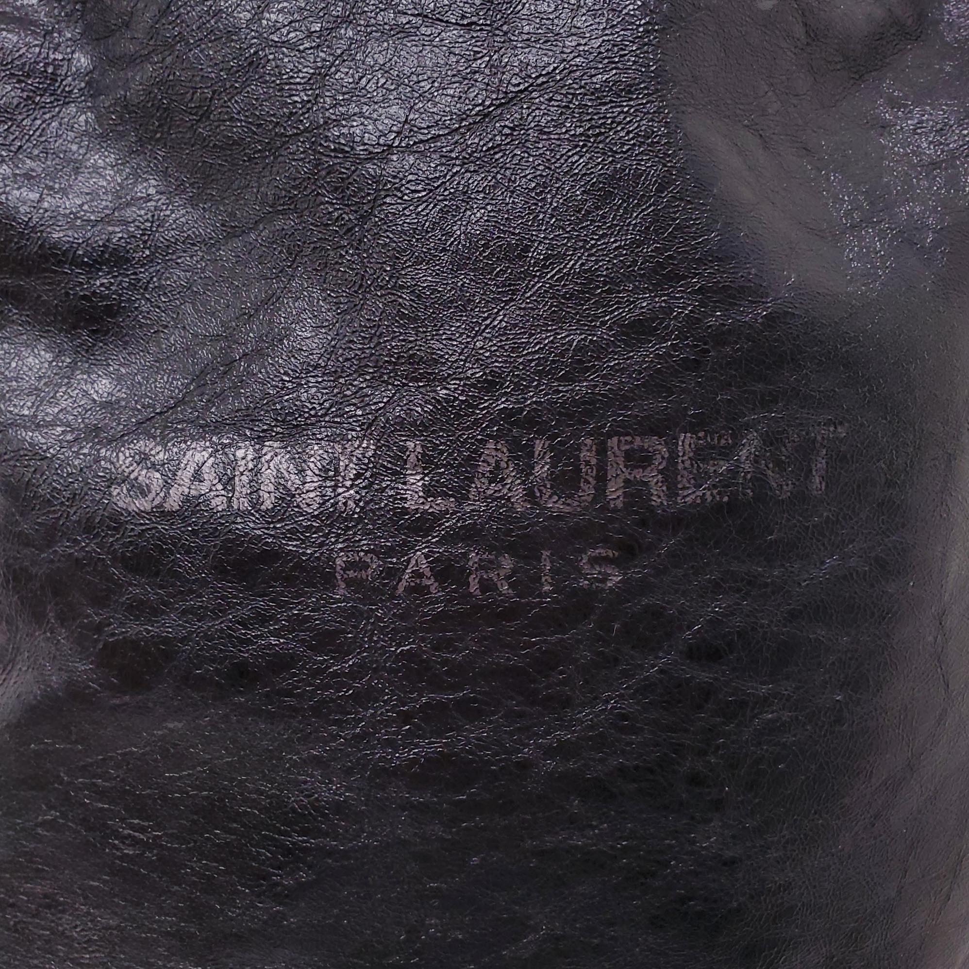 SAINT LAURENT LEATHER LOGO BUCKET BAG