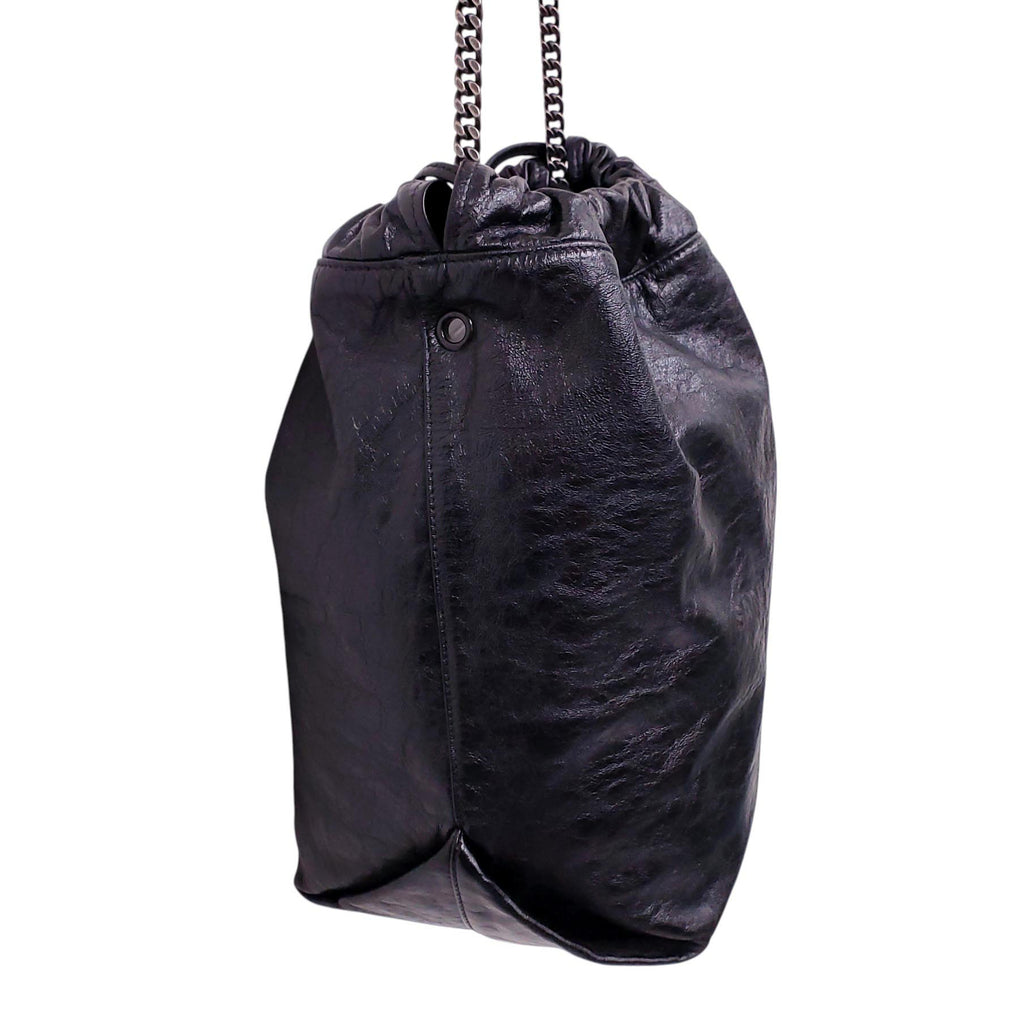 SAINT LAURENT LEATHER LOGO BUCKET BAG