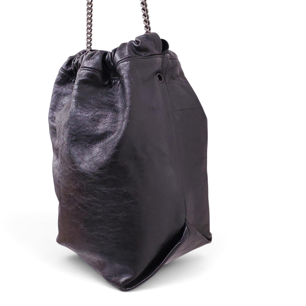 SAINT LAURENT LEATHER LOGO BUCKET BAG