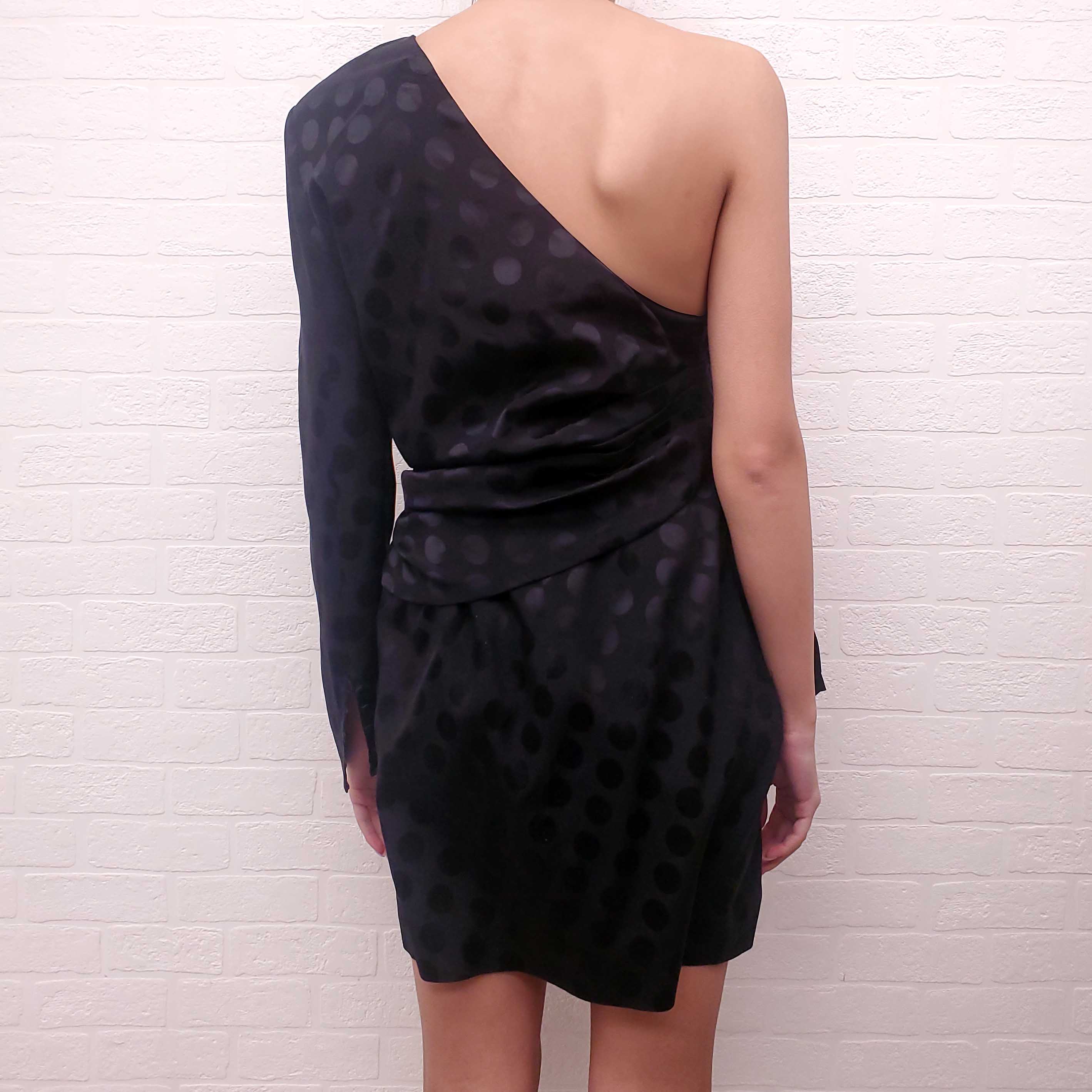 SAINT LAURENT ONE SHOULDER POLKA DOT DRESS - SIZE 42