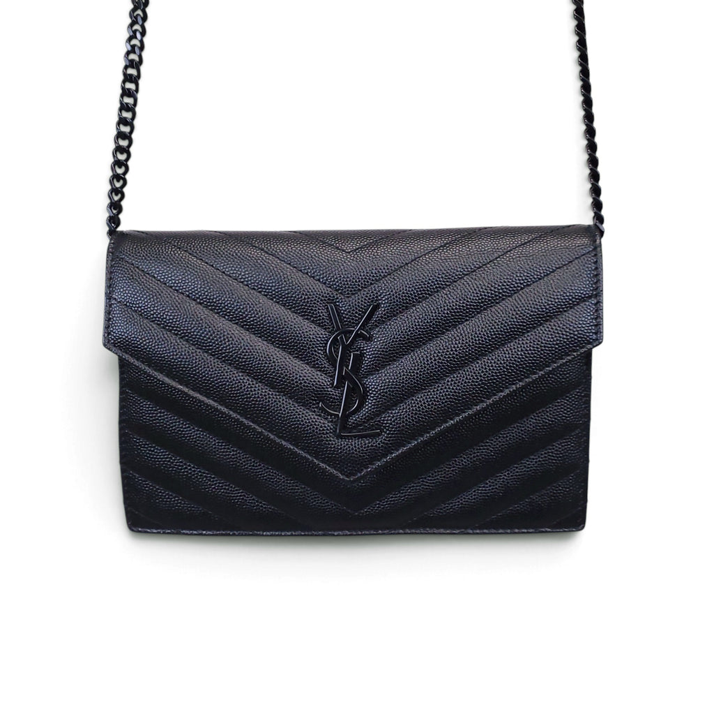 SAINT LAURENT SO BLACK WALLET ON CHAIN