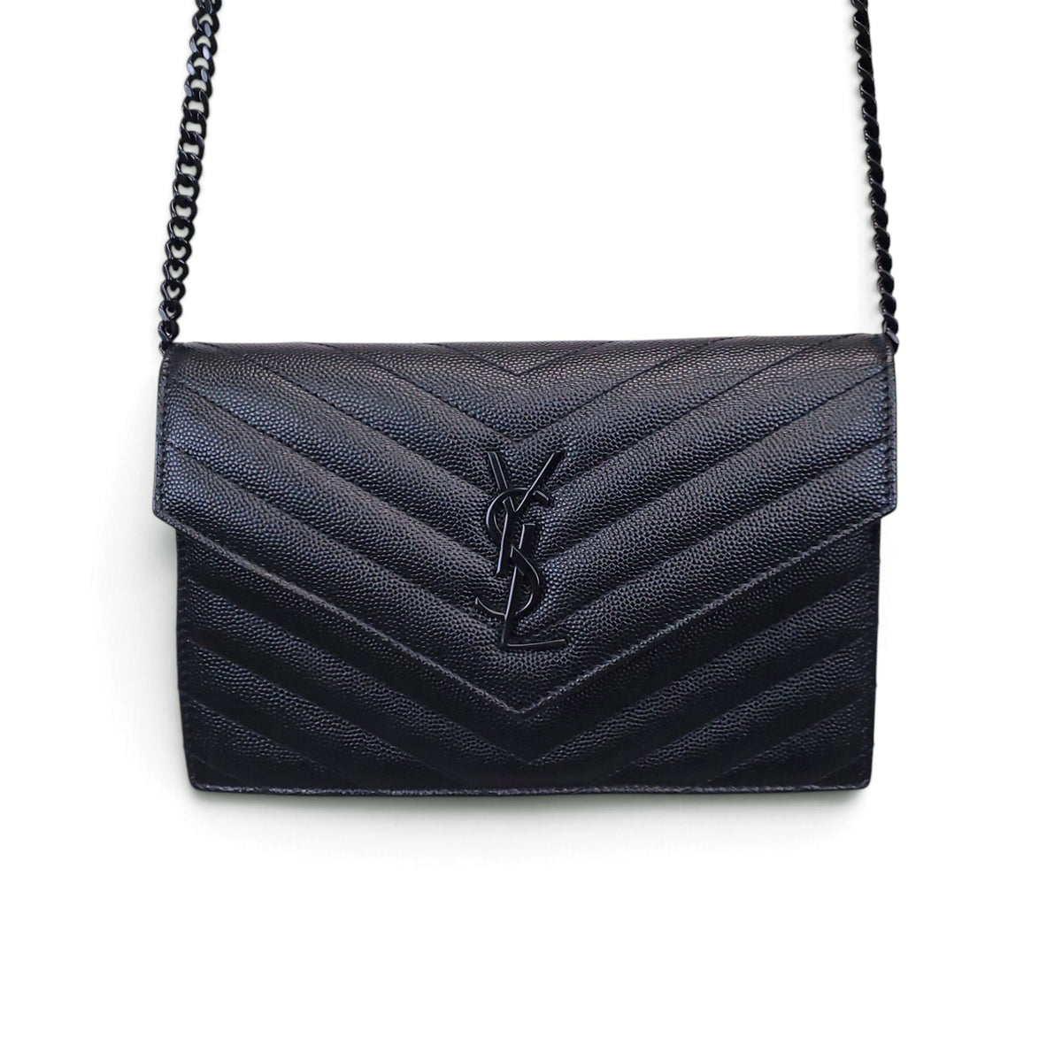 SAINT LAURENT SO BLACK WALLET ON CHAIN