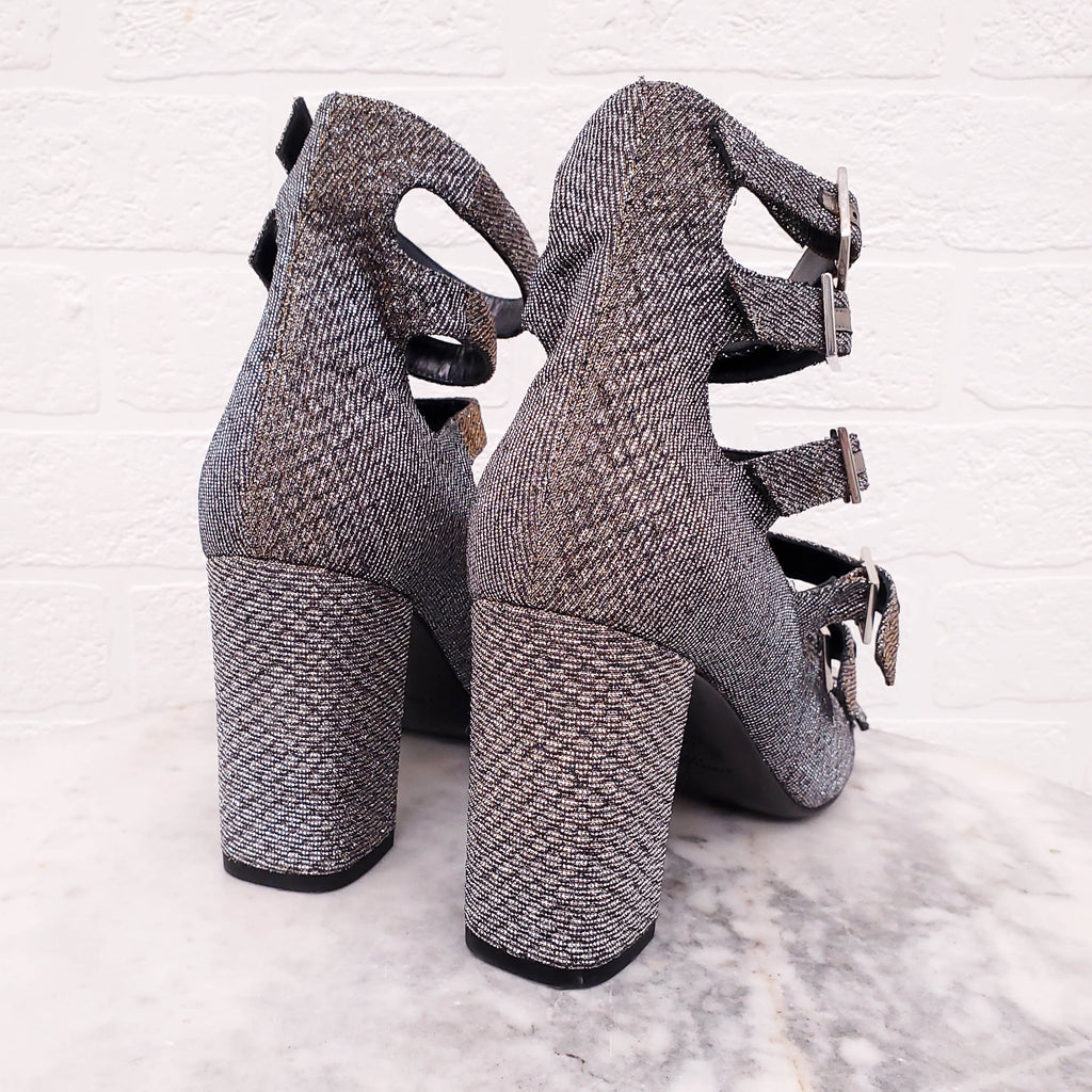 SAINT LAURENT SPARKLE BUCKLE UP BOOTIES - SIZE 38.5