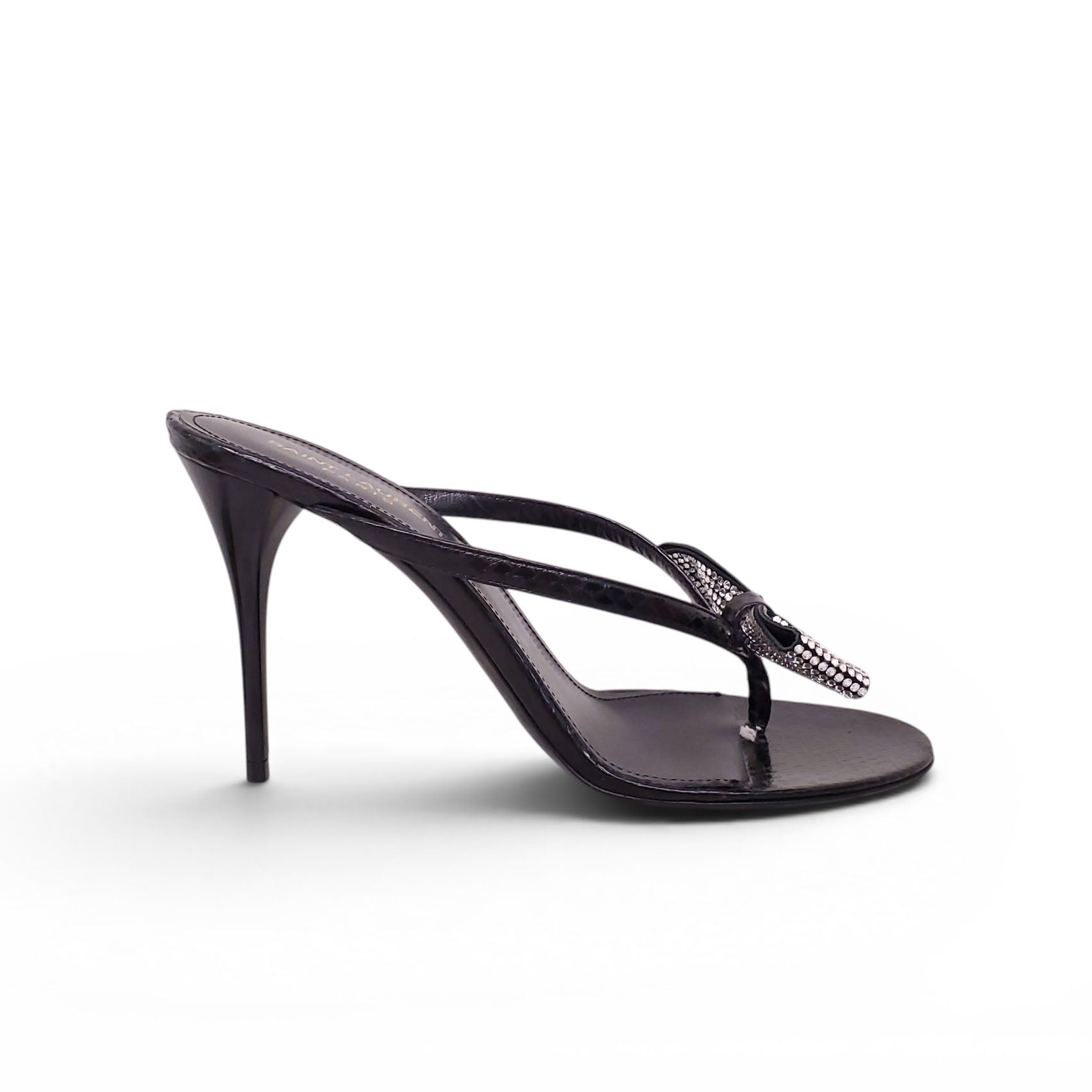 SAINT LAURENT SWAROVSKI CRYSTAL BOW HEELS - SIZE 38