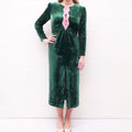 SALONI VELVET GREEN DRESS WITH PINK DETAIL - SIZE 14