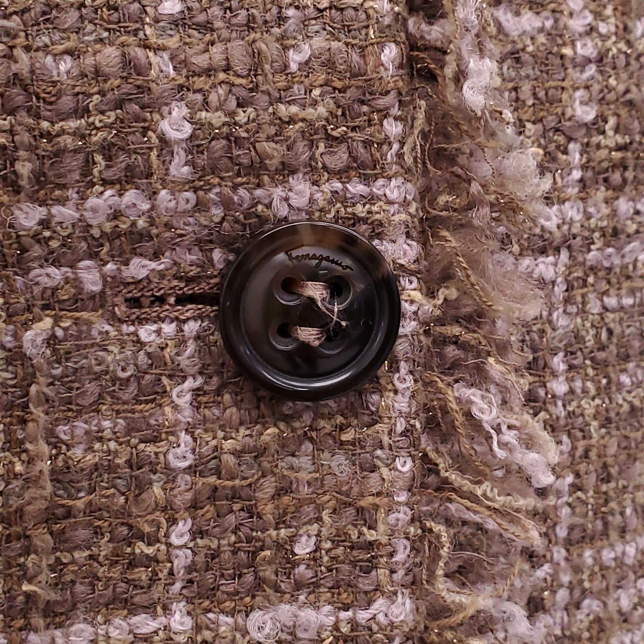 SALVATORE FERRAGAMO BROWN TWEED JACKET - SIZE 40