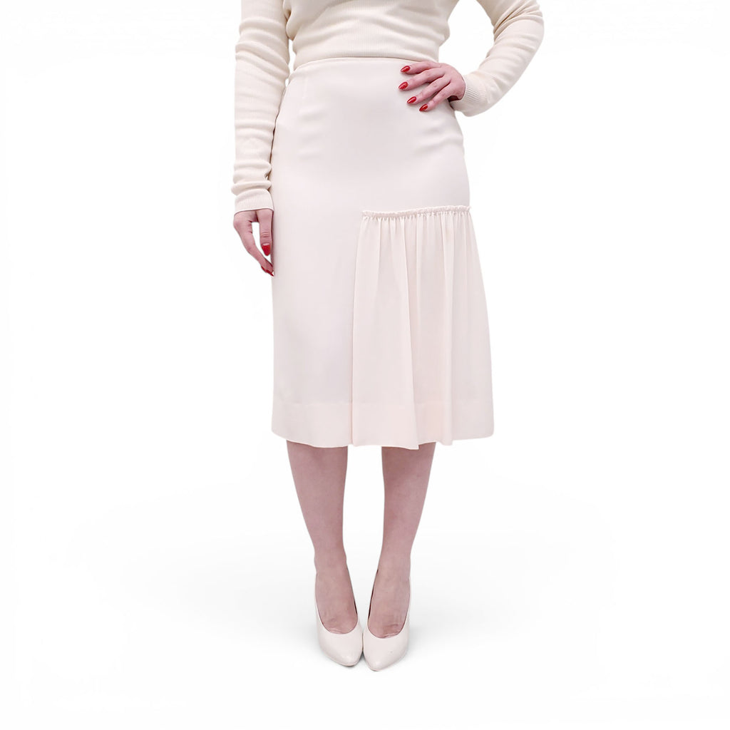 SALVATORE FERRAGAMO CREAM SKIRT WITH RUFFLE DETAIL - SIZE S