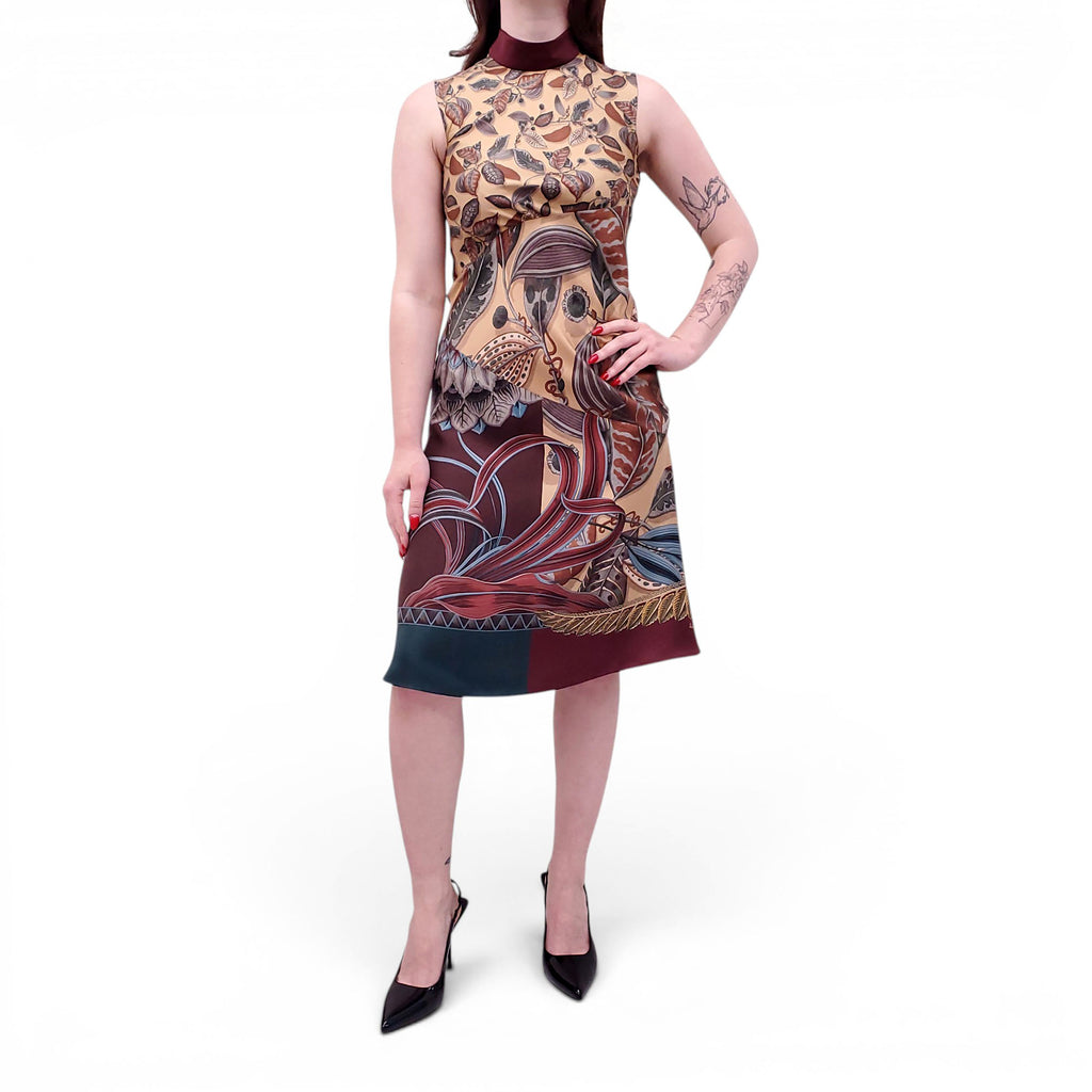 SALVATORE FERRAGAMO LEAF PATTERNED DRESS - SIZE 38
