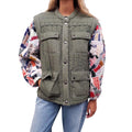 SEA NEW YORK KHAKI JACKET WITH MULTICOLOURED SLEEVE DETAILS - SIZE XS