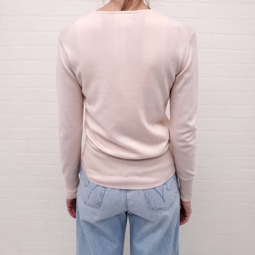 SEE BY CHLOÉ PEACH SWEATER WITH PATCH - SIZE S